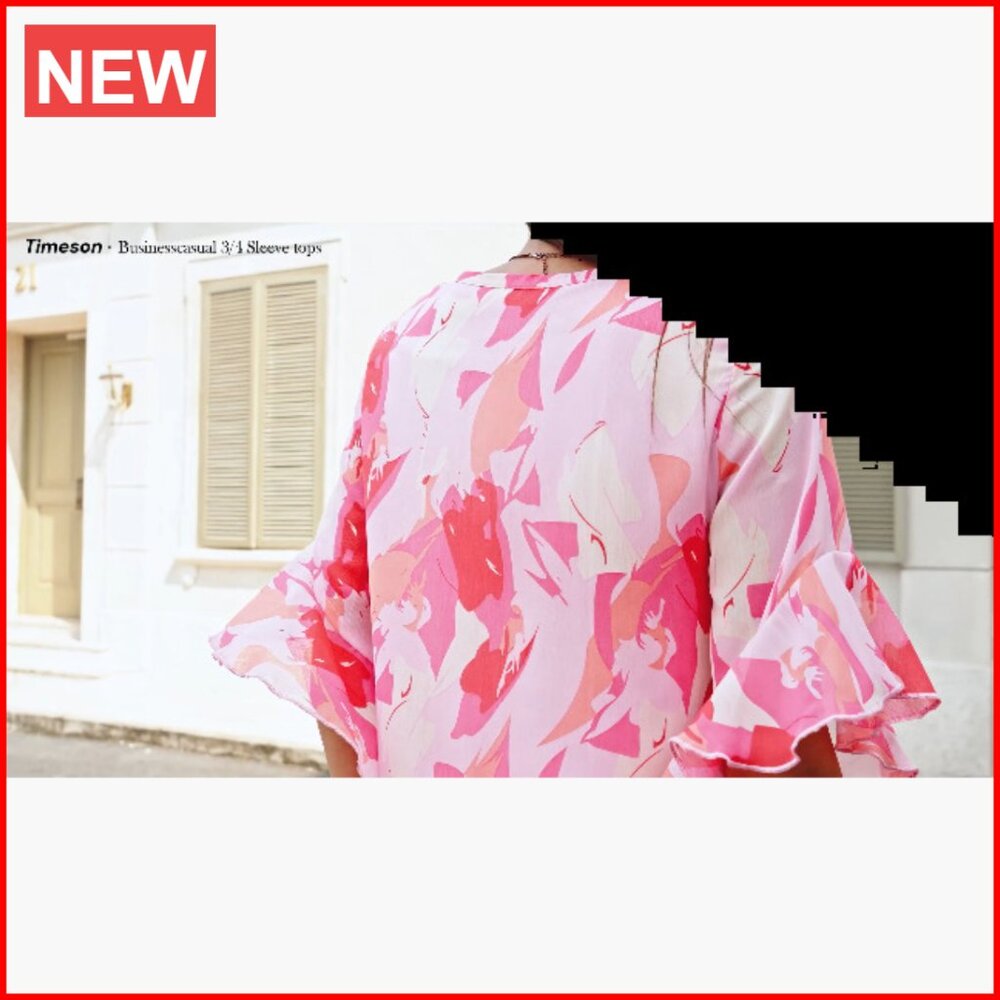 Polyester 3/4 Sleeve Button Down Blouse with V-Ne… - image 6